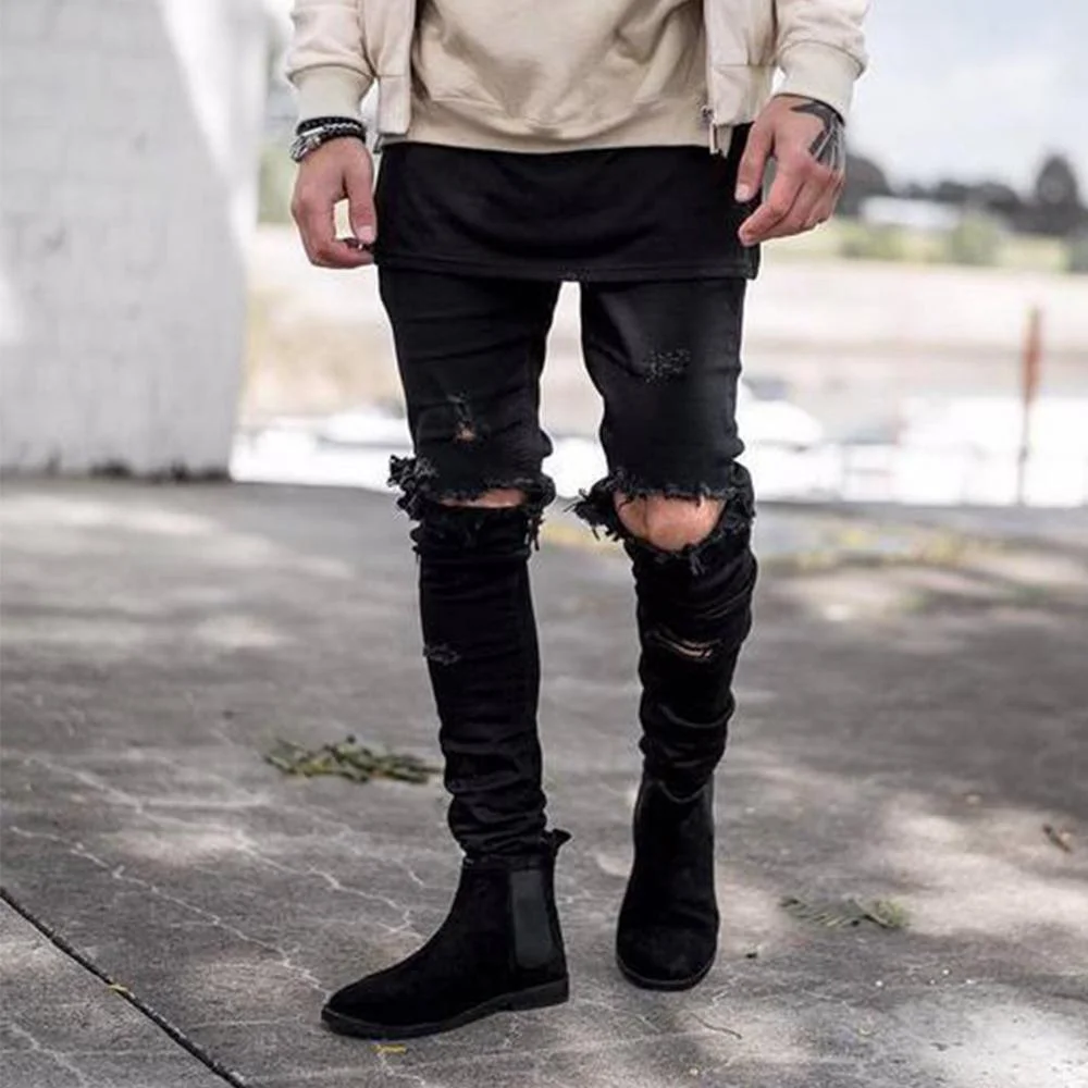 Casual Knee Ripped Holes Jeans