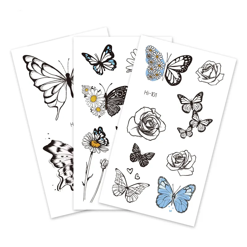 Sdrawing Luminous Glowing In Dark Tattoo Stickers Butterfly Daisy Flower Music Night Club Party Temporary Tattoos Shiny Body Art