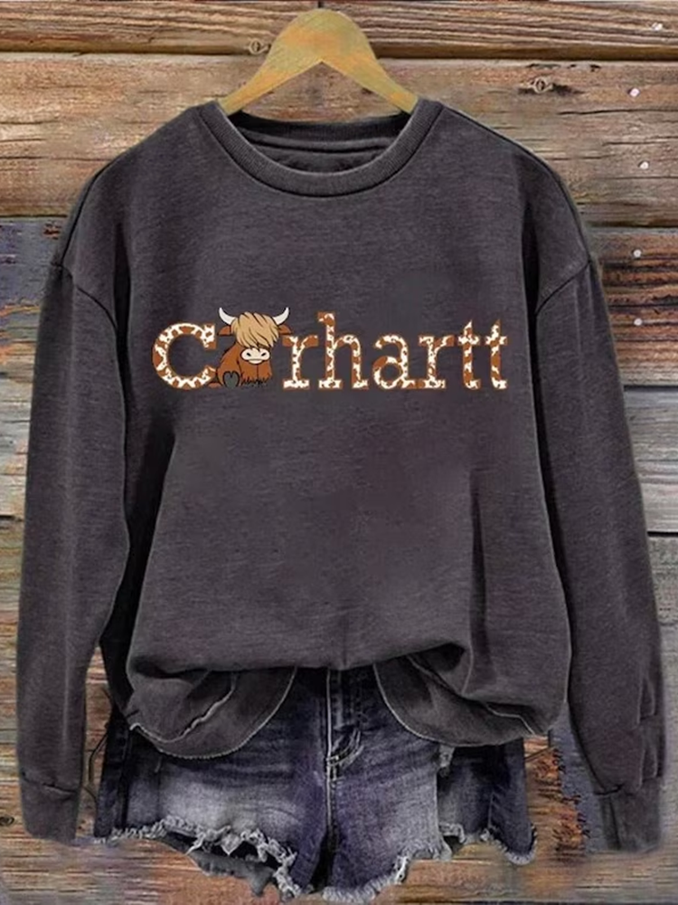 VChics Highland Cow Carhartt Print Sweatshirt