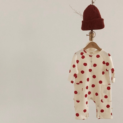  Baby Red Dots Pocket Ribbed Romper