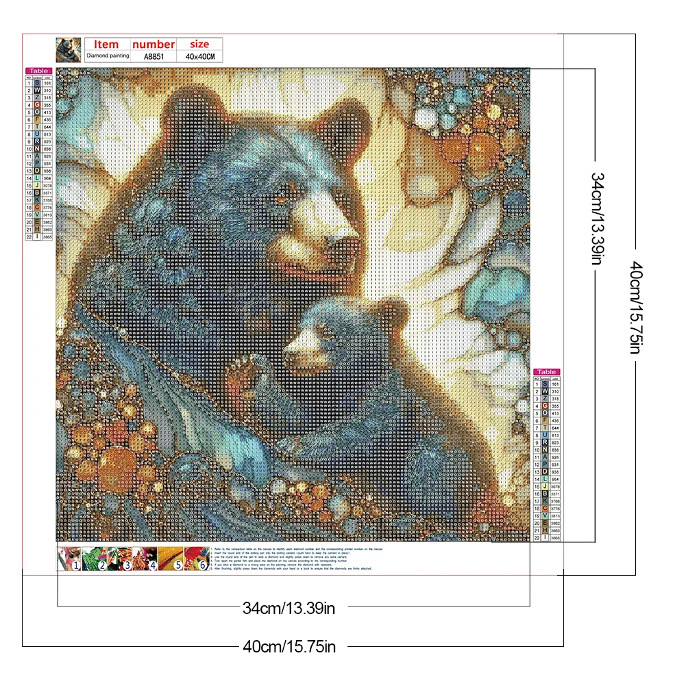 Diamond Painting - Full Round Drill - Black Bear(Canvas|40*40cm)