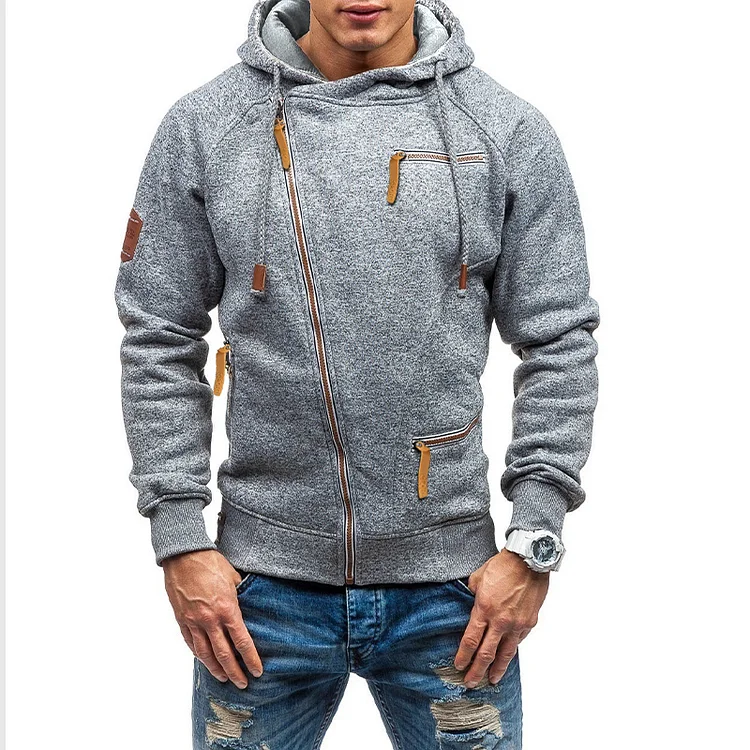 VChics Casual Diagonal Zipper Hoodie