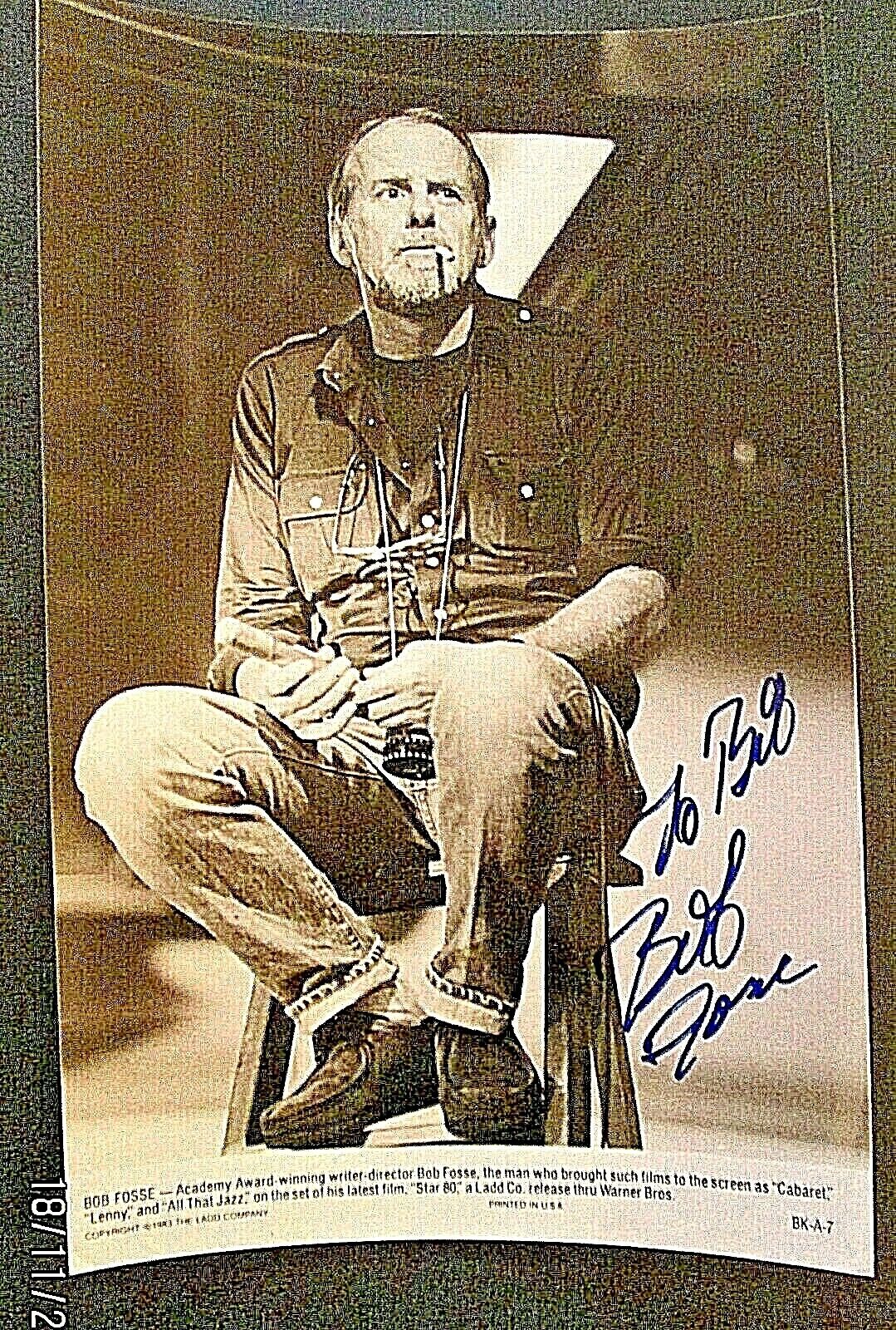 BOB FOSSE:DIRECTOR: (ALL THAT JAZZ) RARE HAND SIGN AUTOGRAPH Photo Poster painting (CLASSIC) **