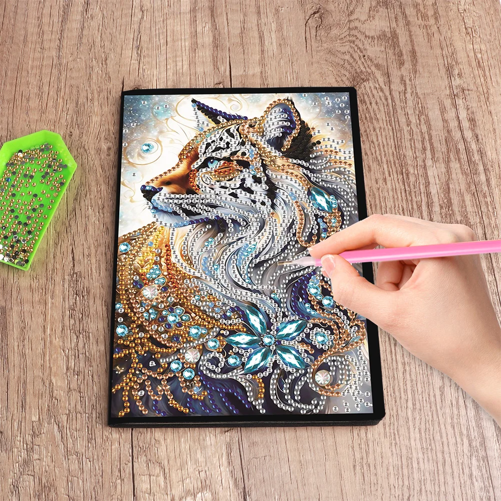 5D DIY Fox Special Shaped Diamond Painting 50 Pages Notebook for Beginners