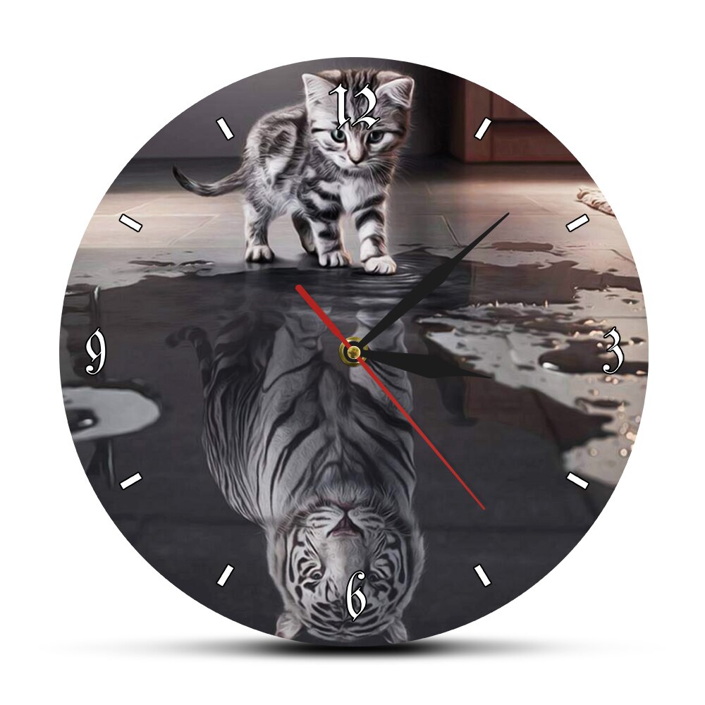 

Soul Cat Reflection Tiger - Frameless Acrylic Wall Clock, 501 Original