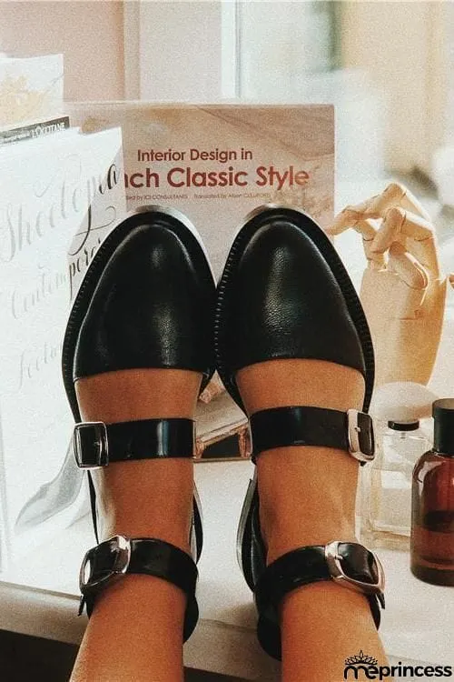 Buckle Color Block Sandals Flats