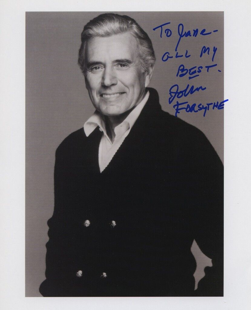 JOHN FORSYTHE SIGNED AUTOGRAPHED BW DYNASTY Photo Poster painting TO JANE