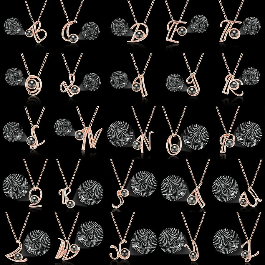 26 Letters Projector Picture Custom Personalized Photo Necklace wetirmss