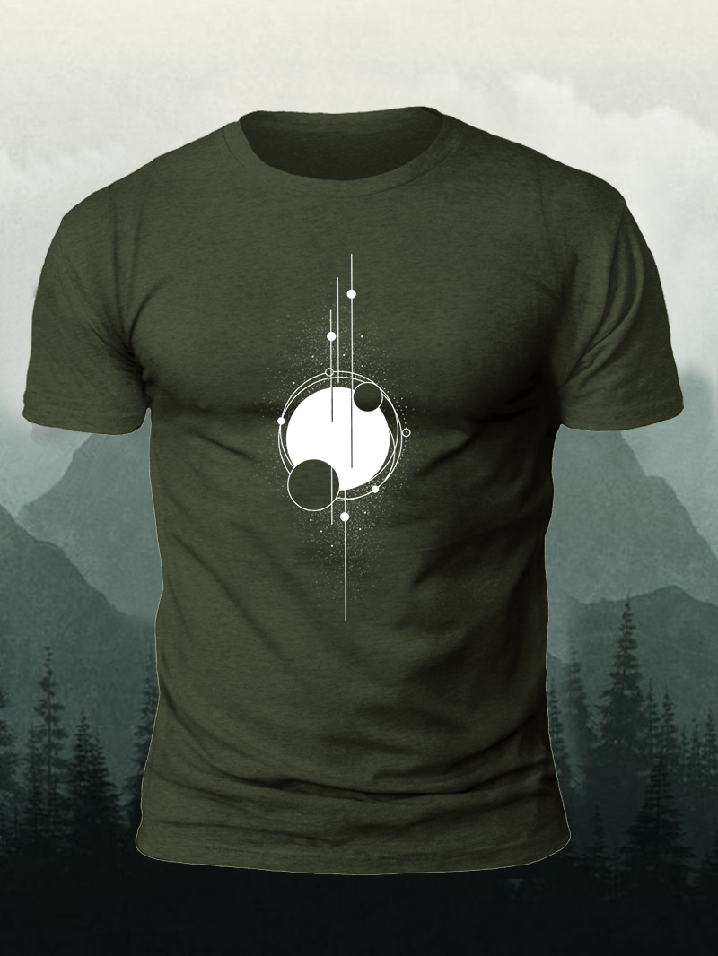Geometric Minimalist Lines Print Short Sleeve Men's T-Shirt
