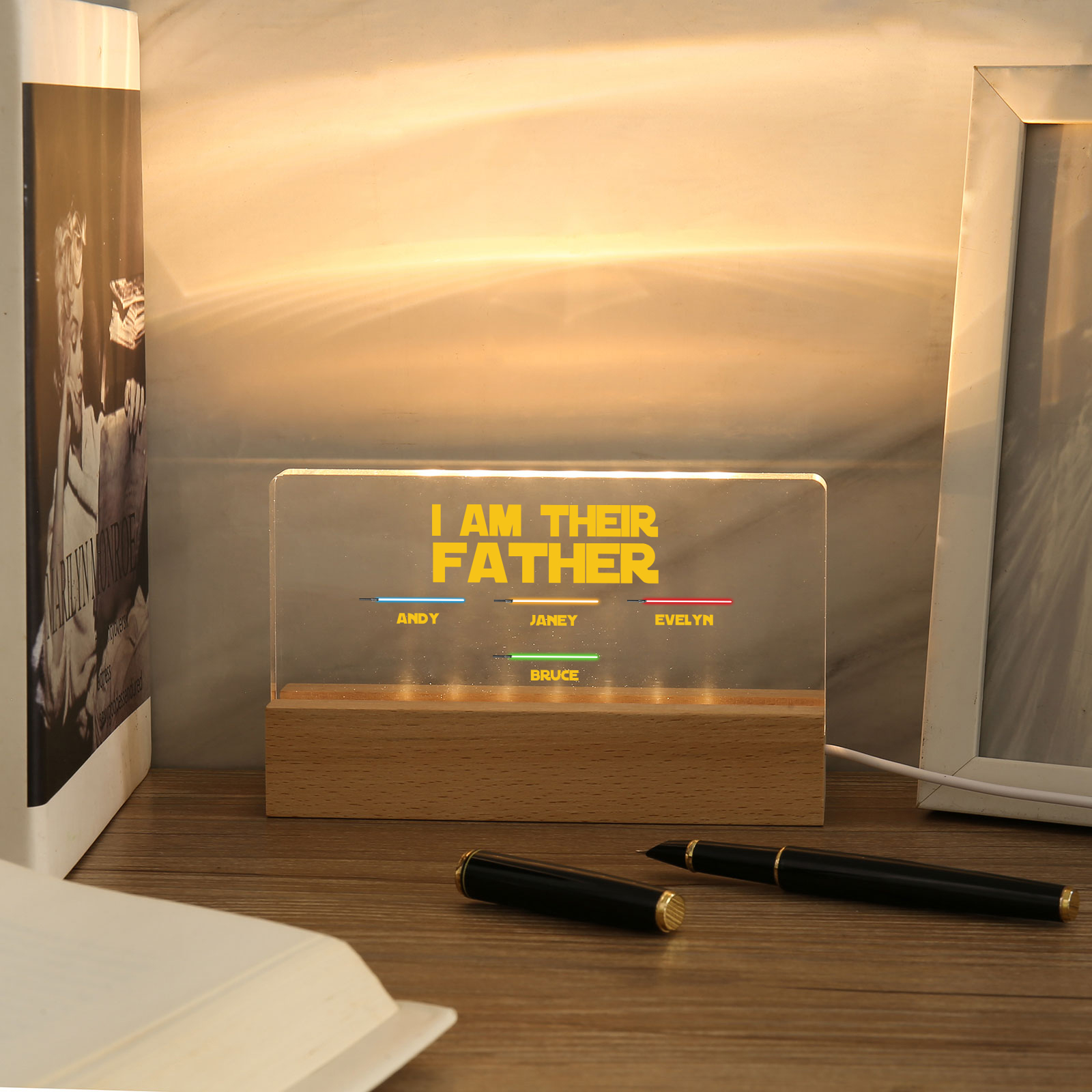4 Names-Personalised Star Wars Logo Table Lamp-I am their dad-Father's Day Gift For Dad
