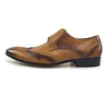  Men Dress Derby Shoes ,Genuine Leather, Brown
