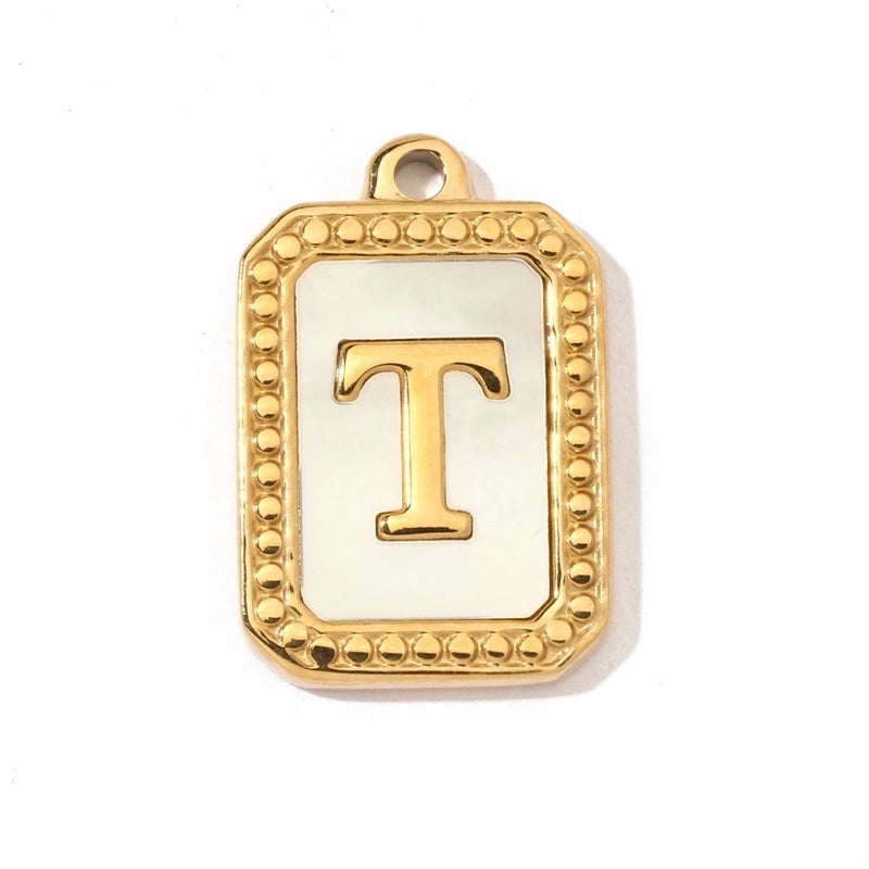 A Pack Of 3 201 Stainless Steel Shell 18K Gold Plated Letter Polished Pendant