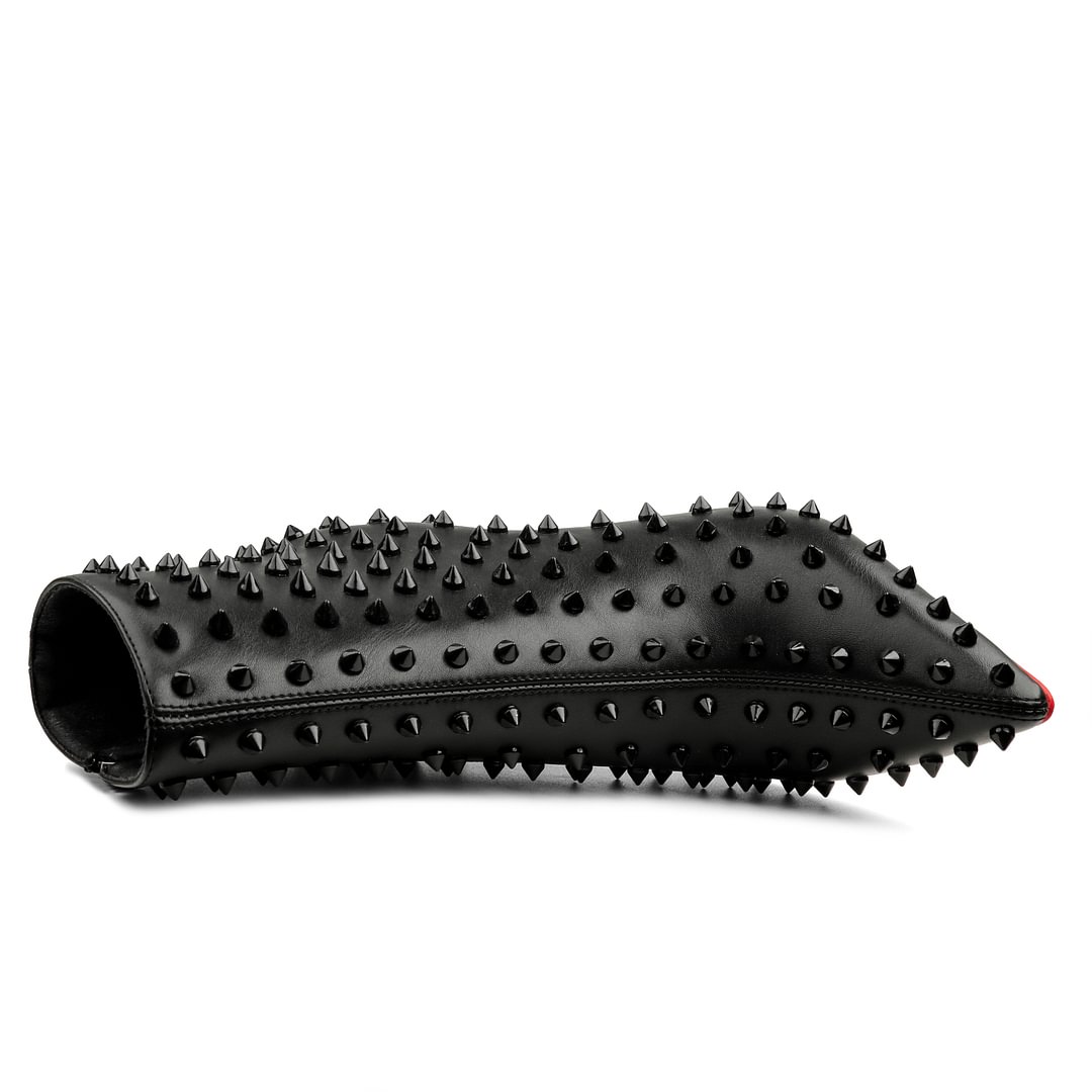 3.94" /4.72" Women's Ankle Boots Red Bottom Shoes Rivet  Closed Pointed Toe Stilettos Booties-MERUMOTE