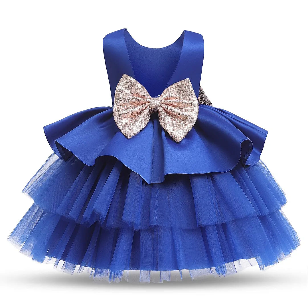 Toddler Baby Girls Dresses Sequin Bow Princess Costume For Kids Birthday Wedding Party Vestido Children New Year Evening Clothes