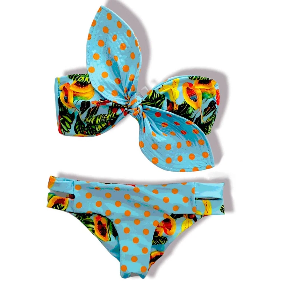 2022 New Sexy High Waist Bikini Sets Ruffle Swimwear Women Swimsuit Print Floral Dots V-neck Beach Wear Bathing Suits biquini