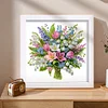 5D DIY Partial Special Shaped Drill Diamond Painting Kit Flower Decor With Frame Kit 18x18cm