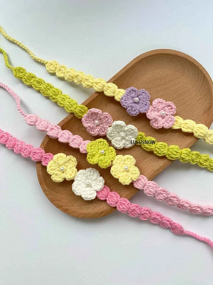 Lulusnow Handmade Spring Multicolor Flower Crochet Pet Collars/ Pet Holiday Outfit/ Festive Pet Accessories/ Gift For Pet