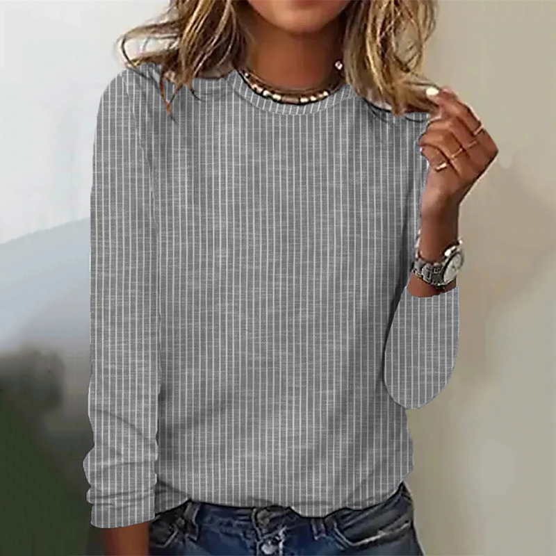 Comstylish Women's Stripes Print Casual Long Sleeve T-Shirt