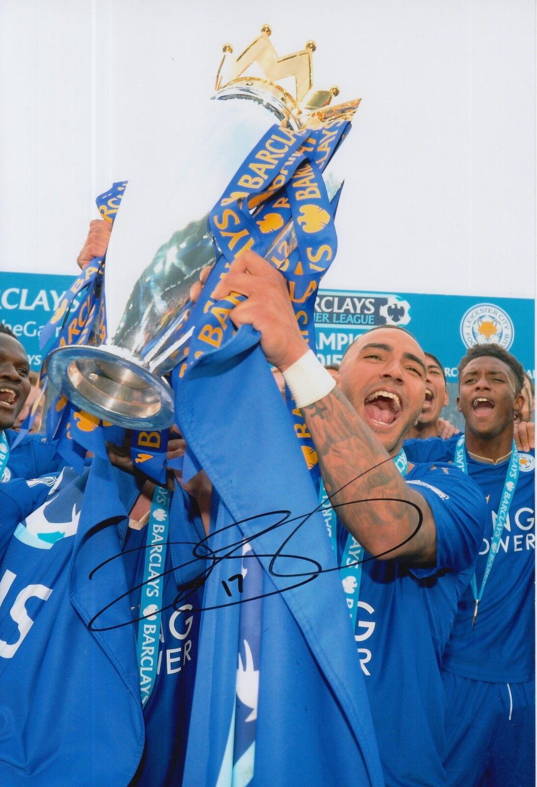 LEICESTER CITY HAND SIGNED DANNY SIMPSON 12X8 Photo Poster painting CHAMPIONS 16 TROPHY 2.