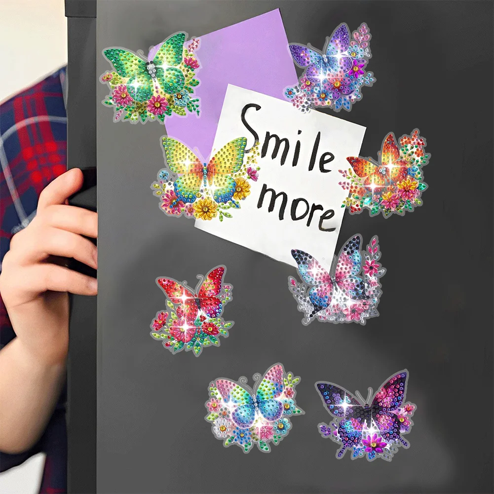 8Pcs Butterfly Special Shaped Diamond Painting Fridge Magnet Fridge Stickers