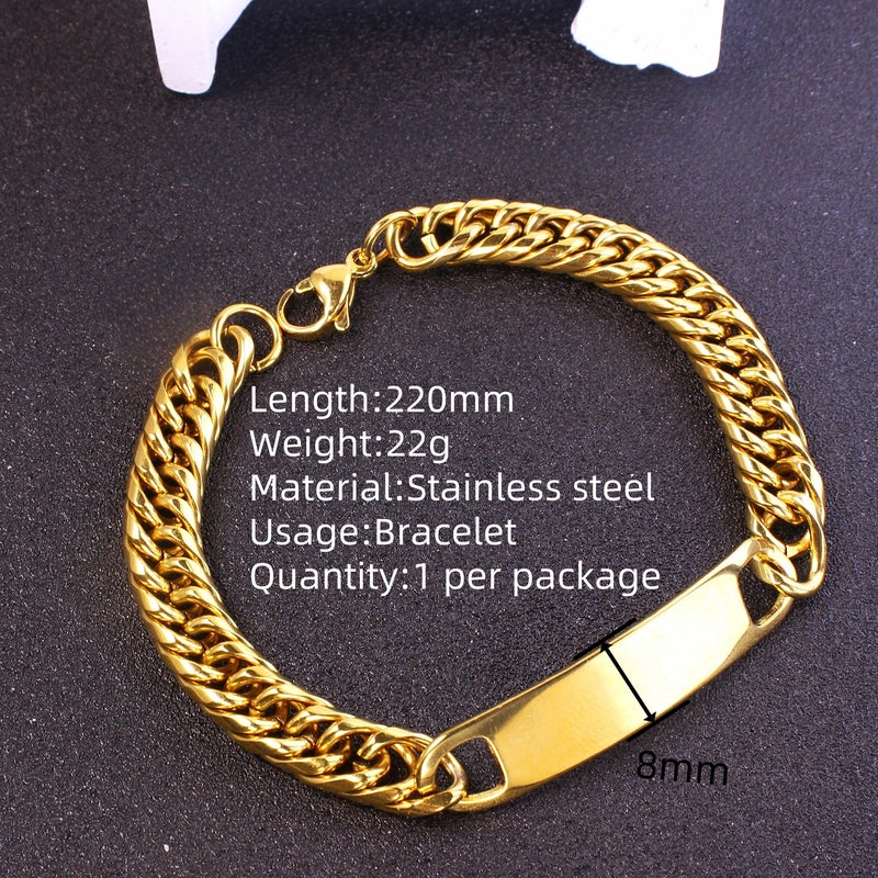 Hip-Hop Solid Color 304 Stainless Steel Plating Unisex Bracelets