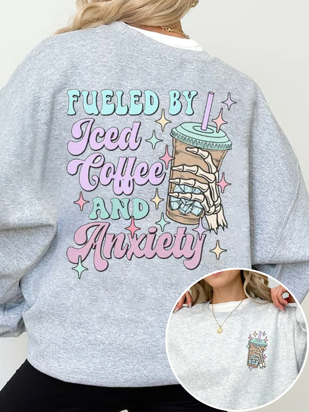 Fueled By Iced Coffee And Anxiety Sweatshirt / DarkAcademias /Darkacademias