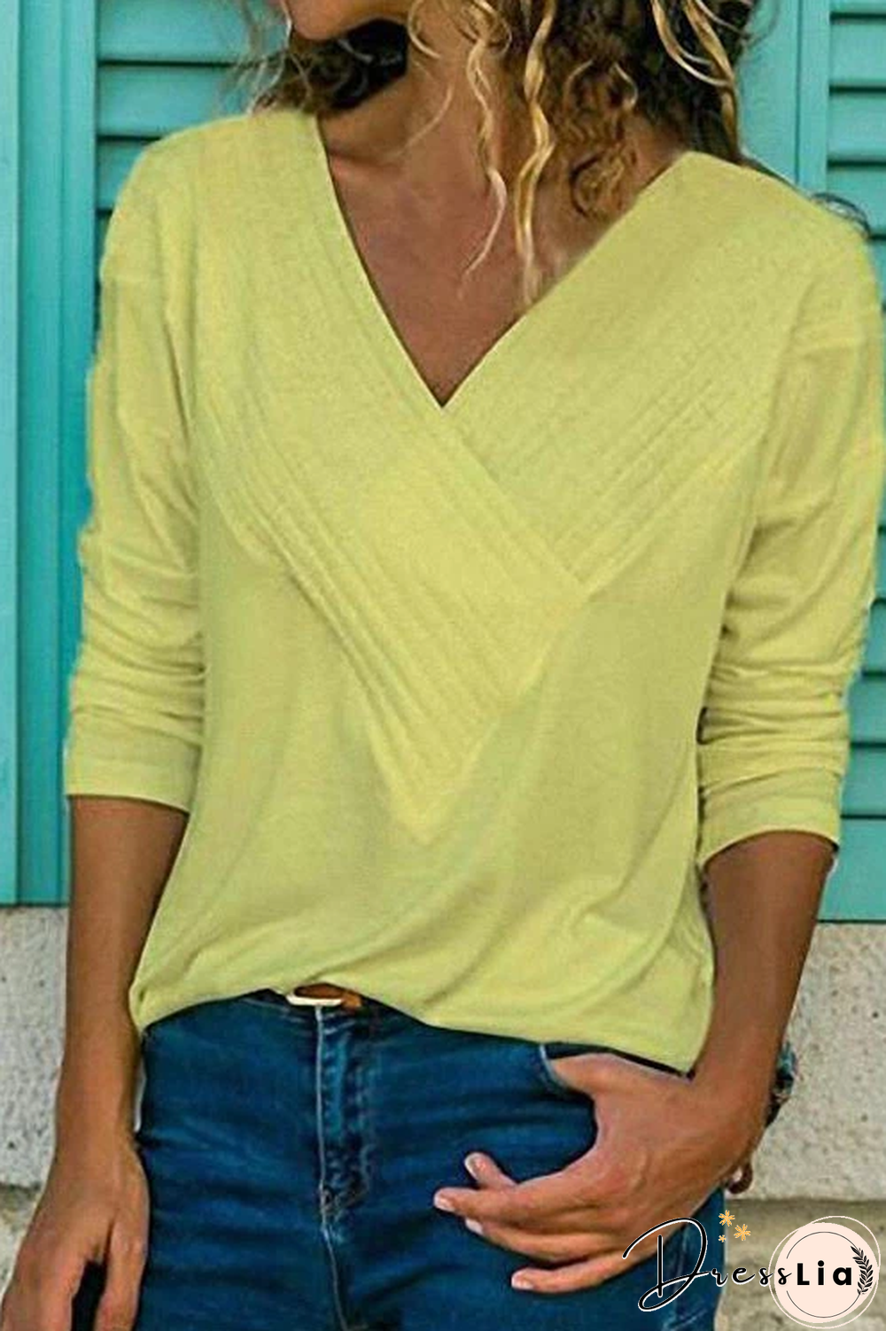 Classic V-neck Long Sleeves Basic Tops
