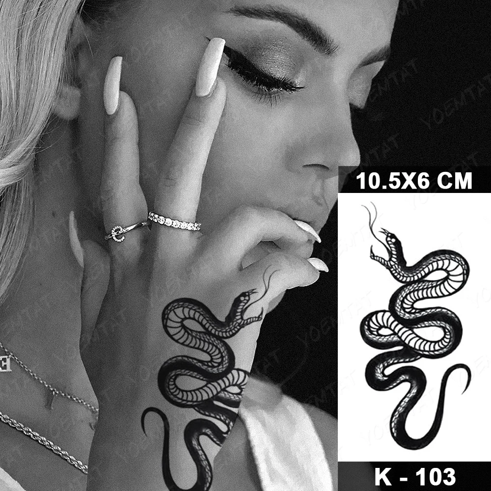 Sdrawing Temporary Tattoo Sticker Old School Flash Tatoo Dark Snake Scorpion Arm Wrist Fake Tatto For Body Art Women Men