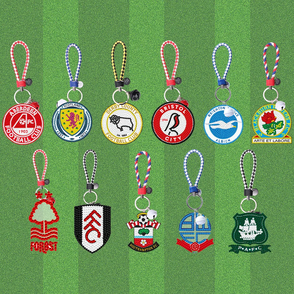 UK Football Club DIY Diamonds Painting Keychain Crystal Mosaic Keyring Crafts Gift(Double Sided)