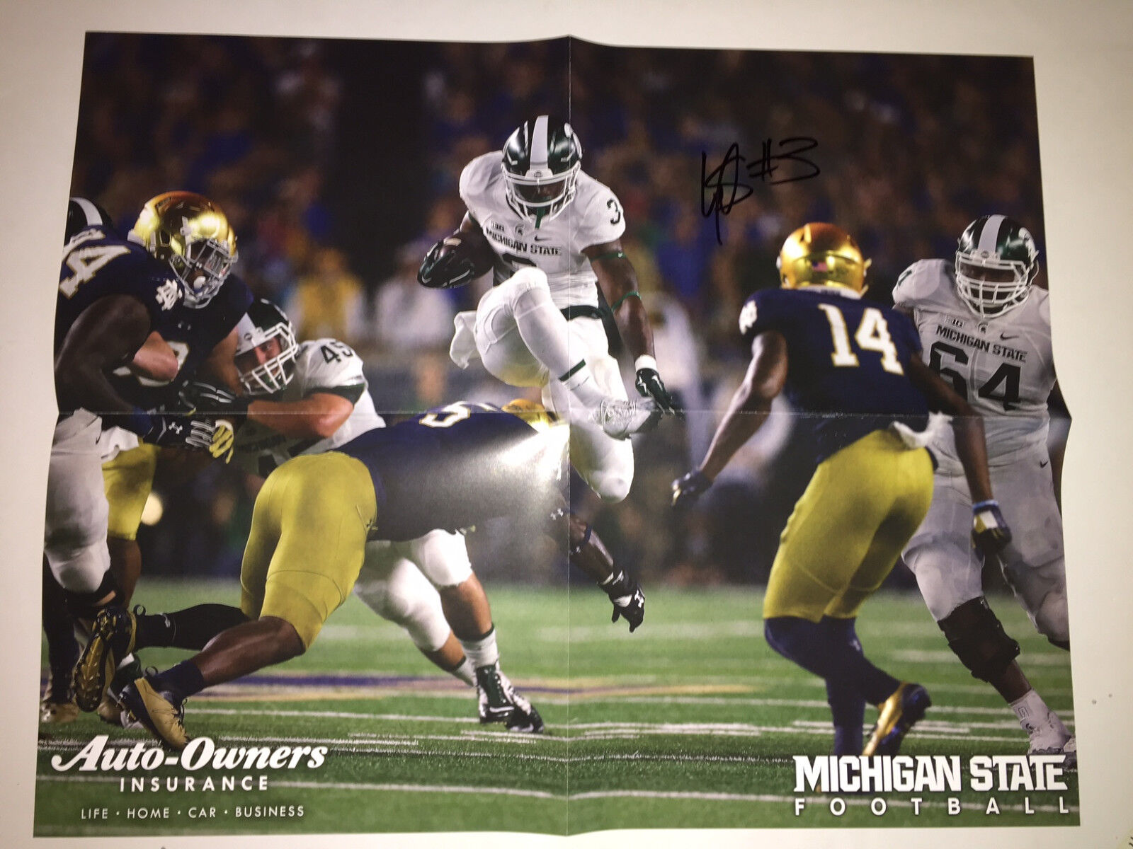 L.J. Scott Michigan State Spartans football autographed signed 16x20 MSU RARE