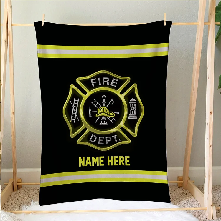 Personalized Firefighter Blanket, Firefighter Uniform Soft Cozy Blankets | BKKid342