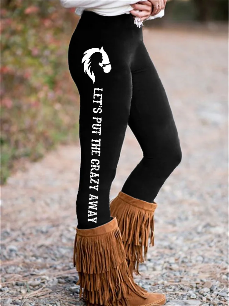 Western Put The Crazy Away Cowgirl Leggings