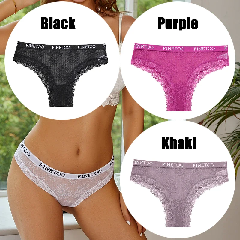 Billionm FINETOO Women Sexy Lace Panties Floral Perspective Underwear Intimates Brazilian Pant Female Breathable Thong Soft Lingerie
