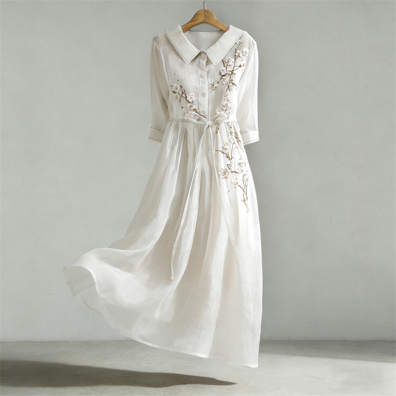 Vintage Classy Almond Blossom Flowy Maxi Dress wearshes