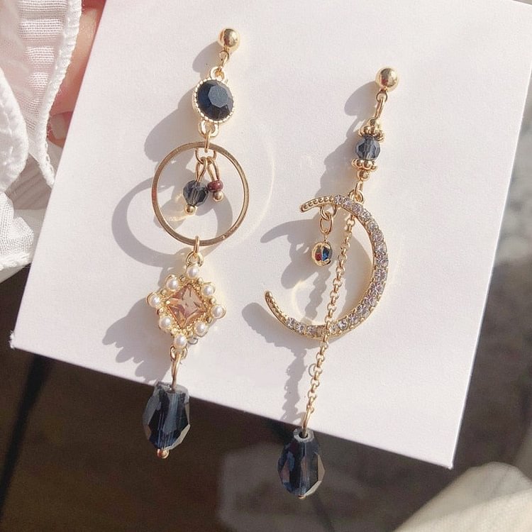 YOY-sweet shiny crystal geometric circular Drop earrings