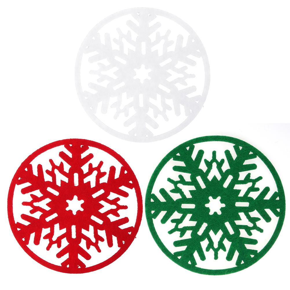 

10pcs Christmas Snowflakes Cup Mat Dinner Party Table Coasters Dish Pad, Red, 501 Original