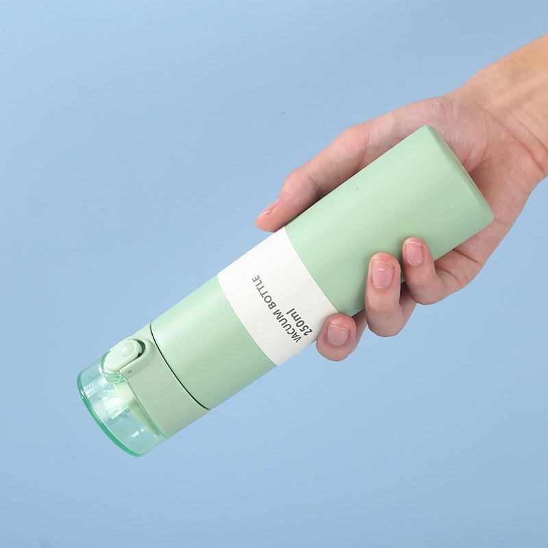 Straw Mini Pocket Cup 304 Stainless Steel Children’s Thermos Cup Cute Portable Straight Body Bounce Cover Water Cup