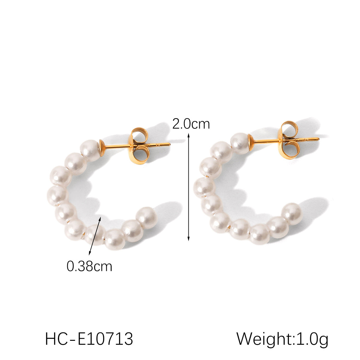 Ins Stainless Steel C-Shaped Pearl Earrings Female Retro Millet Pearl Earrings