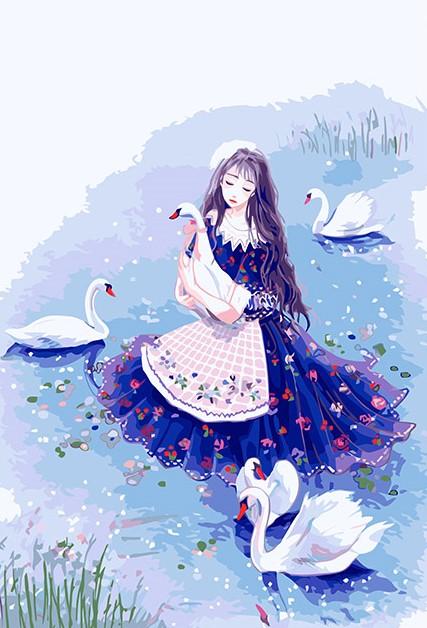 

Girl Accompanying The Swan – Paint By Numbers - 40*50CM, 501 Original