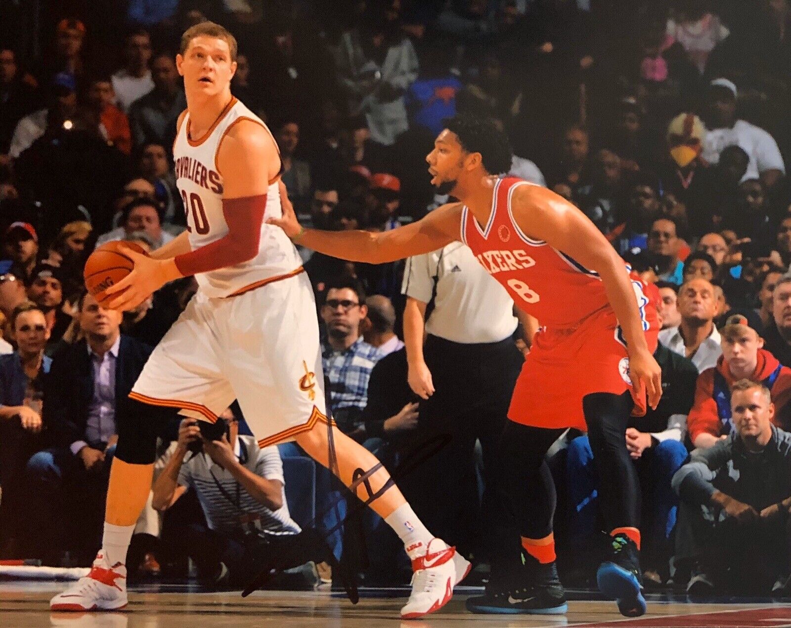 Timofey Mozgov Signed Autographed Cleveland Cavaliers Champs Trophy 8x10 Photo Poster painting