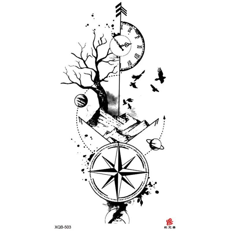 Sdrawing Full-arm Waterproof Tattoo Sticker Symbol Totem Animal Skeleton Small Arm Tattoo Sticker