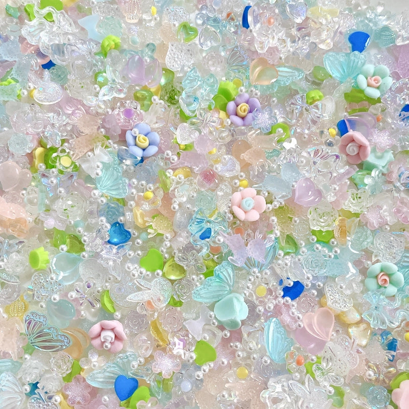 New Mixed Style Fairy Nail Art Decorations Ice Transparent Camellia Butterfly Deer Heart Shaped Material Pack