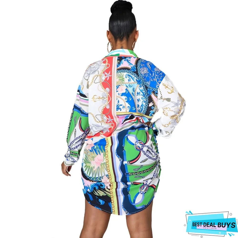 Fashion Printed Shirt Skirt