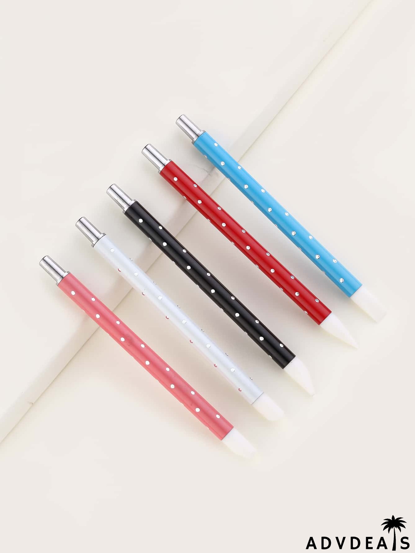 5pcs Rhinestone Decor Handle Nair Art Silicone Pen
