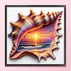 Conch Sunset Glass Bead Partial 11CT DIY Stamped Cross Stitch Kits for Beginners Adults Home Decor Cross Stitch Art and Crafts Kits 14.04x14.04in tapestrymarket