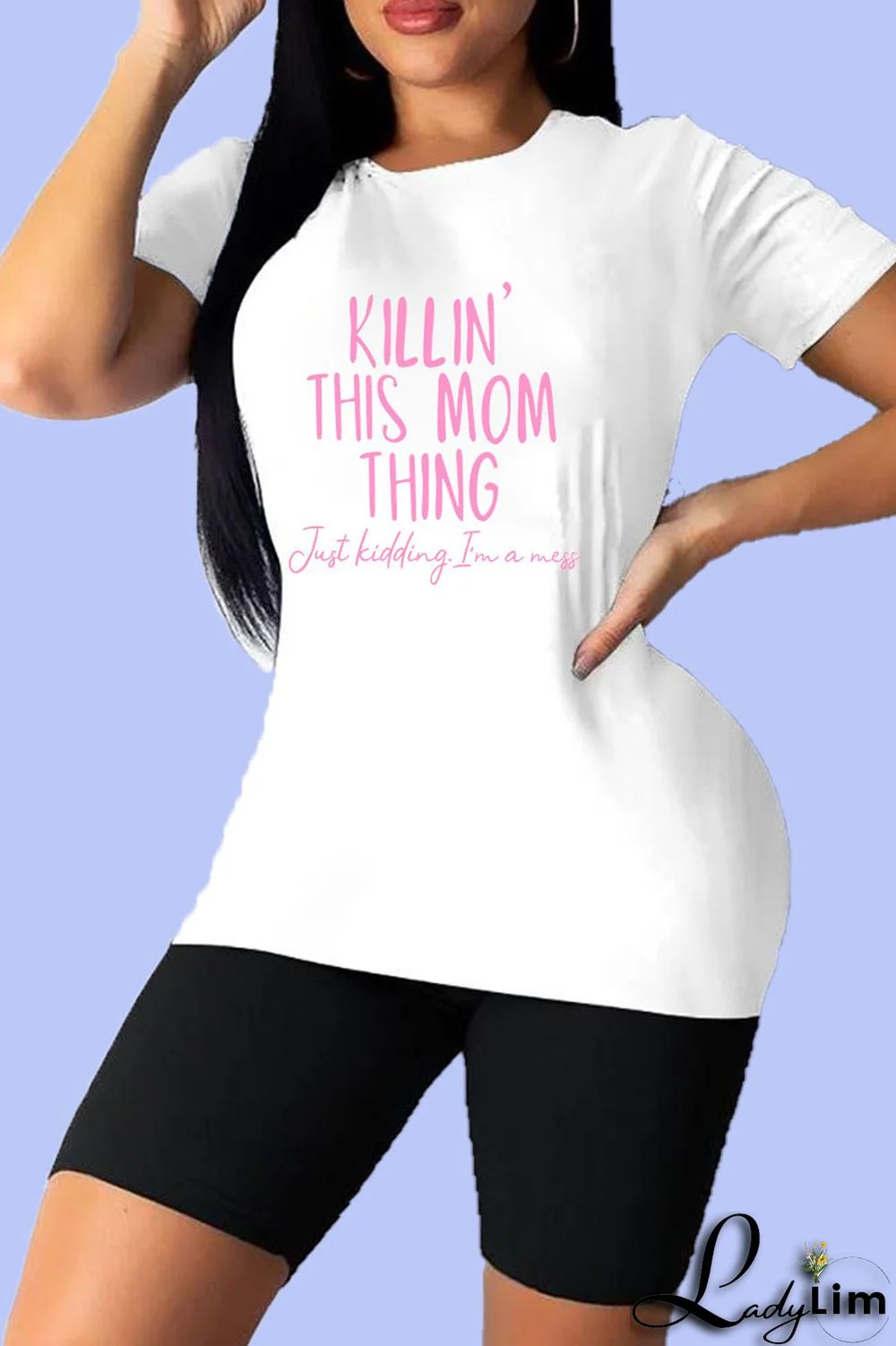 Black Plus Size Casual Sportswear Print Letter O Neck T-Shirts