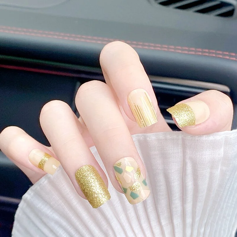 24pcs/set Press on Nail Tips Acrylic 10 Sizes Flower Design Fake Nails Art Full Cover French False Nail Art Tips Artifical Nails-Nail Inspo