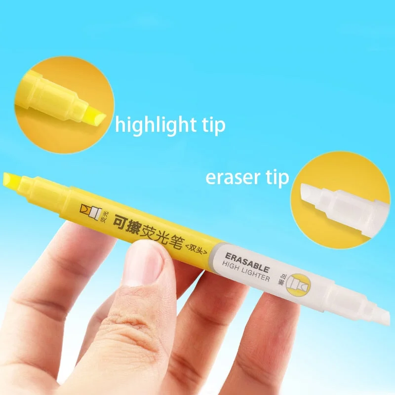 1Pc Dual Head Erasable Highlighters Pastel Marker Fluorescent Pen Art Drawing Doodling Markering Pens Stationery School Supply