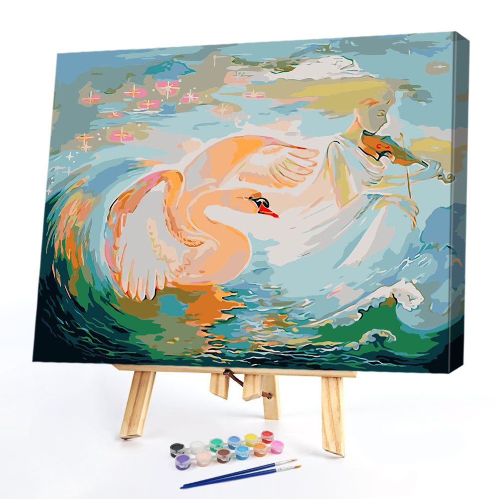 

40*50CM Paint By Numbers-Violin Girl and Swan, 501 Original