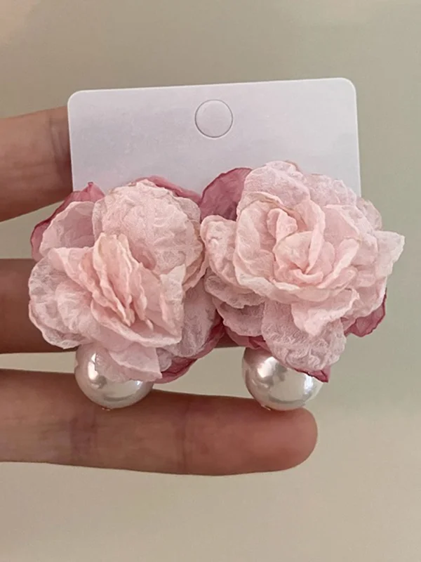 Flower Shape Pleated Earrings Accessories